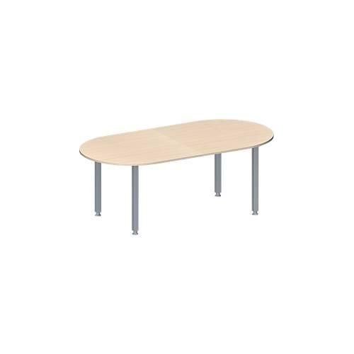 4251898816570 - Genius Konferenztisch MODENA FLEX Oval 4-Fuß Quadratrohr B 2000 x T 1000 x H 720-840 mm Ahorn weißaluminium RAL 9006 4251898816570 - Genius Konferenztisch MODENA FLEX Oval 4-Fuß Quadratrohr B 2000 x T 1000 x H 720-840 mm Ahorn weißaluminium RAL 9006