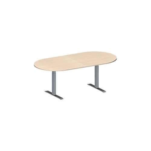 4251898818062 - Genius Konferenztisch MODENA FLEX Oval T-Fuß Rechteckrohr B 2000 x T 1000 x H 650-850 mm Ahorn weißaluminium RAL 9006 4251898818062 - Genius Konferenztisch MODENA FLEX Oval T-Fuß Rechteckrohr B 2000 x T 1000 x H 650-850 mm Ahorn weißaluminium RAL 9006