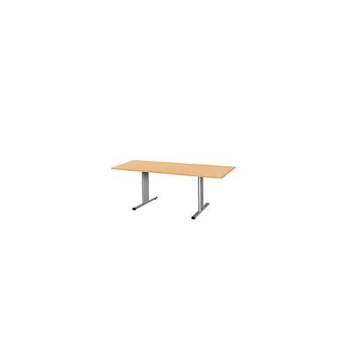 4250510839072 - Pure Besprechungstisch Planova Basic Rechteck T-Fuß B 1800 x T 800 x H 717 mm Buche weißaluminium RAL 9006