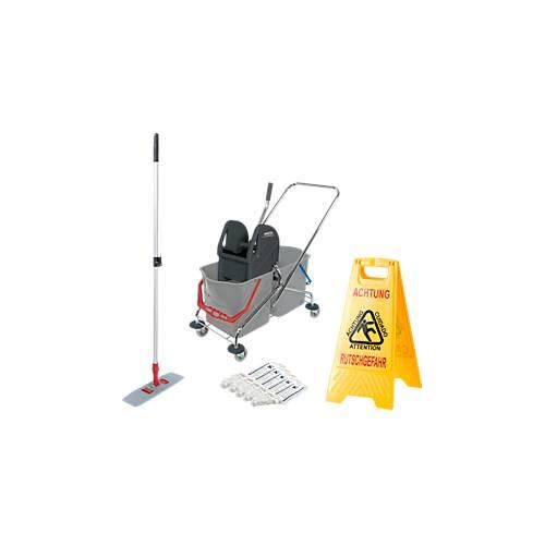 4250510934043 - Komplettset Doppelfahreimer und gratis Aufsteller Rutschgefahr 2 x 27 Liter Eimer 4250510934043 - Komplettset Doppelfahreimer und gratis Aufsteller Rutschgefahr 2 x 27 Liter Eimer