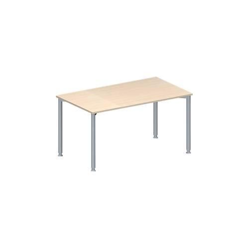 4251898814156 - Genius Konferenztisch MODENA FLEX Rechteck 4-Fuß Rundrohr B 1400 x T 800 x H 720-840 mm Ahorn weißaluminium RAL 9006 4251898814156 - Genius Konferenztisch MODENA FLEX Rechteck 4-Fuß Rundrohr B 1400 x T 800 x H 720-840 mm Ahorn weißaluminium RAL 9006