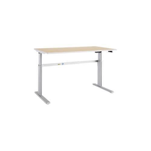 4251898810714 - Select Schreibtisch Moxxo IQ elektrisch höhenverstellbar Rechteck C-Fuß B 1600 x T 800 x H 725-1185 mm Ahorn weißaluminium