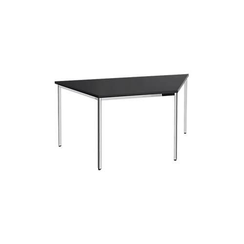 8697837510516 - Konferenztisch bis 6 Personen Trapez 4-Fuß Quadratrohr B 1600 x T 800 x H 720 mm schwarz chromsilber 8697837510516 - Konferenztisch bis 6 Personen Trapez 4-Fuß Quadratrohr B 1600 x T 800 x H 720 mm schwarz chromsilber