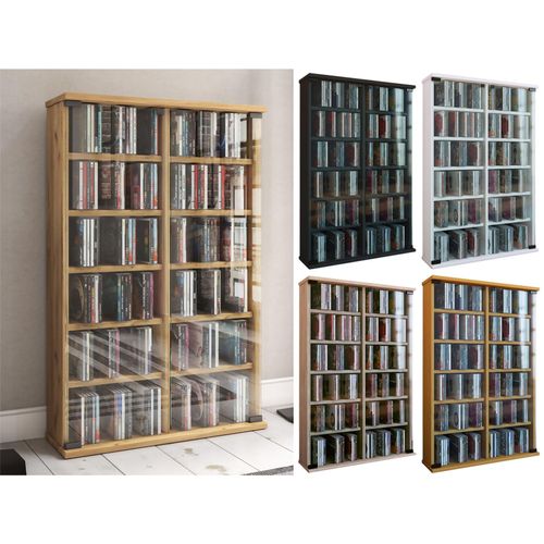 4012246504101 - CD Regal Holz CD Schrank mit ESG-Sicherheitsglastüren für 300 CDs oder 130 DVDs oder 72-Videos Maße H 92 x B 60 x T 18 cm Elegantes DVD Regal Blu ray Regal CD Regal - Roma 4012246504101 - CD Regal Holz CD Schrank mit ESG-Sicherheitsglastüren für 300 CDs oder 130 DVDs oder 72-Videos Maße H 92 x B 60 x T 18 cm Elegantes DVD Regal Blu ray Regal CD Regal - Roma