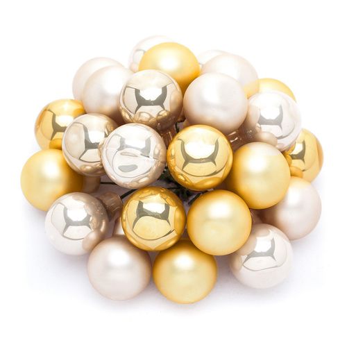 4058896141587 - Weihnachtskugeln am Draht gold creme 2 cm Ø 24 Stück