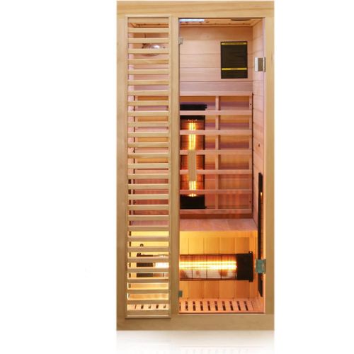 4251575100053 - Dewello - Infrarotkabine Infrarotsauna Hamlin inkl Vollspektrumstrahler für 1 Person - LED-Farblicht - Wärmekabine mit Radio Bluetooth 90 cm x 90 4251575100053 - Dewello - Infrarotkabine Infrarotsauna Hamlin inkl Vollspektrumstrahler für 1 Person - LED-Farblicht - Wärmekabine mit Radio Bluetooth 90 cm x 90