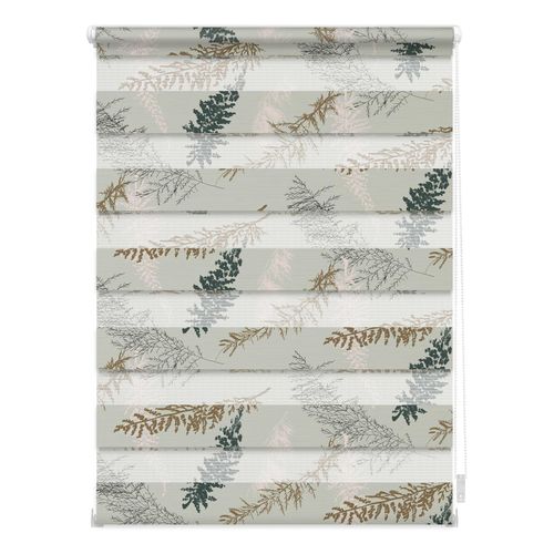 4251369825612 - Doppelrollo ORIGINAL Duo Rollo Klemmfix ohne Bohren blickdicht Fir Branches - Blau grün (grün weiß) Rollos 150cm stufenlos positionierbar 90cm Polyester B90cm H150cm