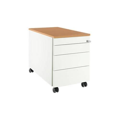 4250510881132 - Select Rollcontainer 1233 3 Schubladen Utensilienauszug mit Griffnut weiß Buche-Dekor 4250510881132 - Select Rollcontainer 1233 3 Schubladen Utensilienauszug mit Griffnut weiß Buche-Dekor