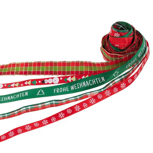 4058896299424 - Bänderpaket Weihnachten rot-grün 10–20 mm 5x 15 m