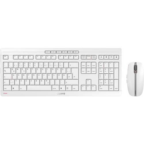 4025112090738 - Funktastatur mit Maus CHERRY STREAM DESKTOP extraleise QWERTZ-Tastatur Maus mit 6 Tasten & Scrollrad 1000-2400 dpi bis 10 m USB-Empfänger weiß