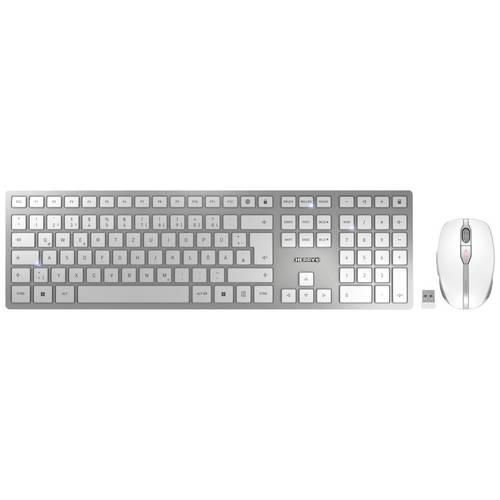 4025112095344 - Funktastatur mit Maus Cherry DW 9100 SLIM QWERTZ USB Bluetooth wiederaufladbar Maus mit 6 Tasten bis 2400 dpi bis 10 m silber-weiß