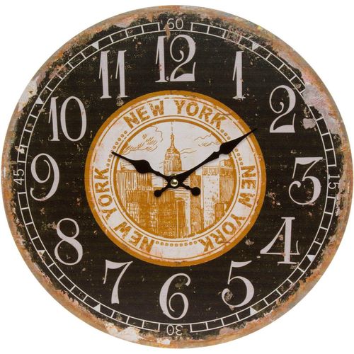 4250965945298 - Wanduhr MYFLAIR MÖBEL & ACCESSOIRES New York Wanduhren Gr B H 45 cm x 338 cm schwarz Wanduhren rund Ø 338 cm Vintage Optik dekorativ in Küche & Wohnzimmer