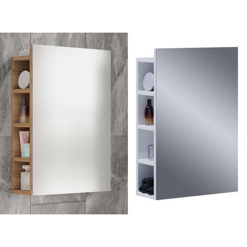 4051814418396 - Badspiegel Badschrank zeitlos Maße ca H 59 x B 40 x T 15 cm ausreichend Stauraum Spiegelschrank - Flandu L Gr 40 weiß B40cm H59cm T15cm Holzwerkstoff Spiegel
