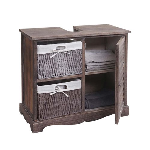 4057651496528 - Waschbeckenunterschrank MCW-H20 Badezimmer Waschtisch Massiv-Holz Korb-Schublade 60x65x31cm ~ shabby braun 4057651496528 - Waschbeckenunterschrank MCW-H20 Badezimmer Waschtisch Massiv-Holz Korb-Schublade 60x65x31cm ~ shabby braun