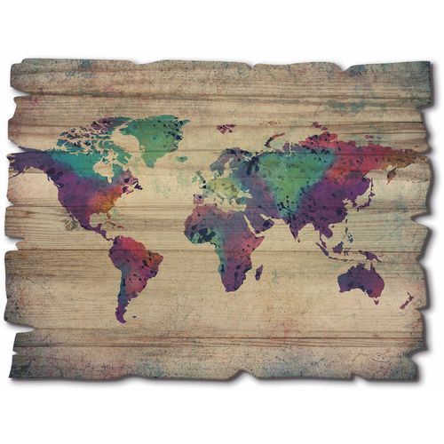 4062144606537 - Holzbild ARTLAND bunte Weltkarte Bilder Gr B H T 40 cm x 30 cm x 06 cm Holzbild Land- & Weltkarten Querformat 1 St bunt Holzbild Holzbilder