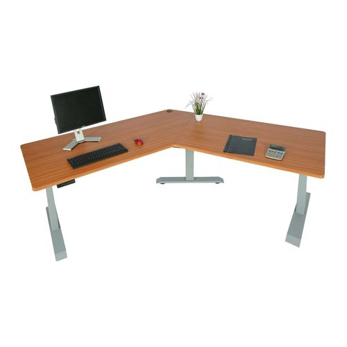 4057651513461 - Schreibtisch MCW-D40 Computertisch 120° elektrisch höhenverstellbar ~ natur grau