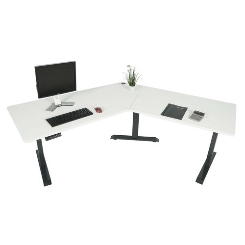 4057651499451 - Schreibtisch MCW-D40 Computertisch 120° elektrisch höhenverstellbar ~ weiß anthrazit-grau