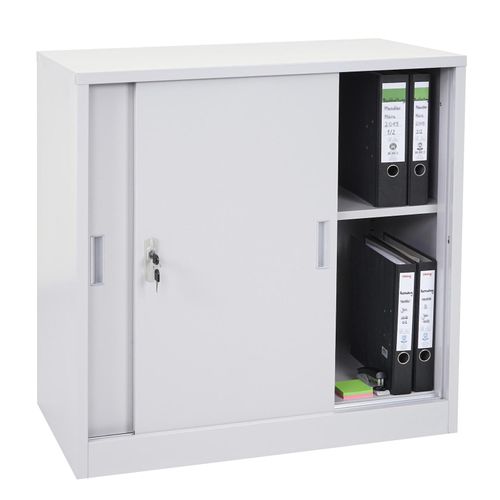 4057651264066 - Aktenschrank Preston MCW-F41 Stahlschrank Büroschrank mit abschließbaren Schiebetüren 90x90x45cm ~ grau 4057651264066 - Aktenschrank Preston MCW-F41 Stahlschrank Büroschrank mit abschließbaren Schiebetüren 90x90x45cm ~ grau