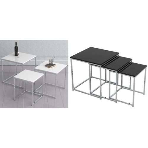 4051814419980 - 3-tlg Set Beistelltisch Couchtisch schlicht Sofatisch aus Metall und MDF Kaffeetisch - Glisal 4051814419980 - 3-tlg Set Beistelltisch Couchtisch schlicht Sofatisch aus Metall und MDF Kaffeetisch - Glisal