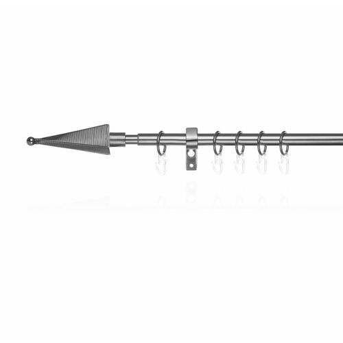 4250434154282 - Gardinenstange ORIGINAL Gardinenstange Pyramide 16 mm ausziehbar 130 - 240 cm Gardinenstangen Gr L 130 cm - 240 cm Ø 16 mm 1 St 1 läufig silberfarben (edelstahlfarben) Kinder Gardinenstangen für Einläufige Vorhangstange mit Ringen Gardinen und Stores
