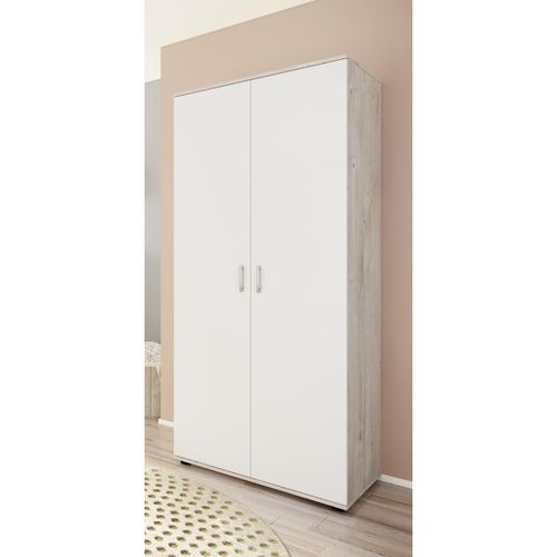 4260347792754 - nonjoo Babyzimmer Lani Kleiderschrank 2-trg mit Fachböden und Kleiderstange