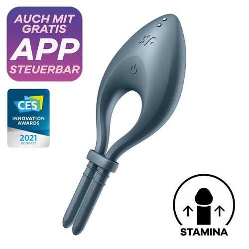 4061504018379 - SATISFYER - BULLSEYE RING VIBRATOR APP GRAU