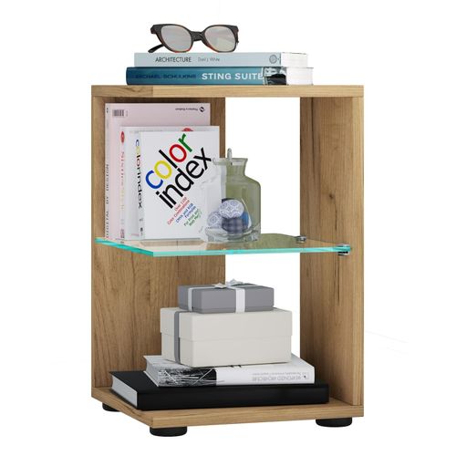 4051814424090 - Holz Beistelltisch mit ESG-Sicherheitsglas Couchtisch schlicht Maße ca H 45 x B 30 x T 30 cm Wohnzimmertisch Kaffeetisch - Elani 4051814424090 - Holz Beistelltisch mit ESG-Sicherheitsglas Couchtisch schlicht Maße ca H 45 x B 30 x T 30 cm Wohnzimmertisch Kaffeetisch - Elani