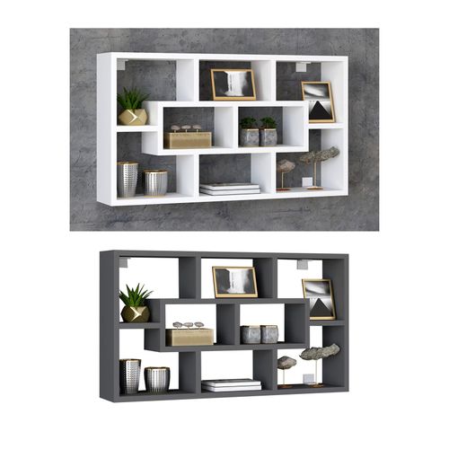 4051814421013 - Holzregal hängend platzsparendes Regal Maße H 48 x B 85 x T 16 cm Elegantes Regal hängend Aufbewahrungsregal Bücherregal Wandboard - Opila