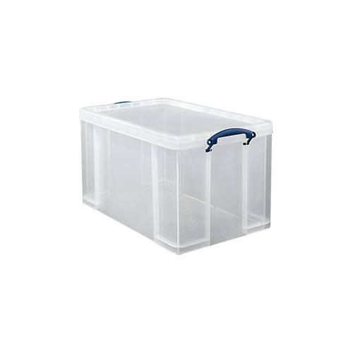 5060024800807 - Transportbox Really Useful Box Volumen 84 l L 710 x B 440 x H 380 mm stapelbar mit Deckel & Klappgriffen Recycling-PP transparent