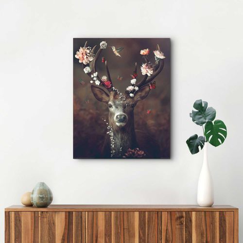 8714597615364 - Wandbild REINDERS Hirsch Bilder Gr B H T 40 cm x 50 cm x 2 cm braun Kunstdrucke