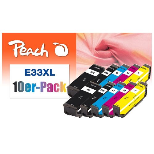 7640182387020 - E33 10 Druckerpatronen XL (2*bk bk c m y) ersetzt Epson T3357 No 33XL C13T33574010 für zB Epson Expression Premium XP -530 (wiederaufbereitet)