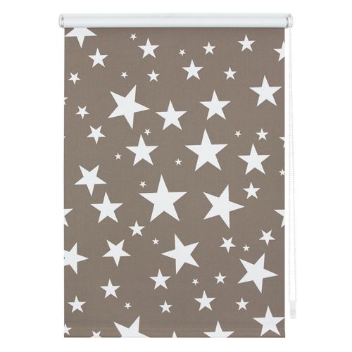 4250434109459 - Lichtblick Rollo Klemmfix ohne Bohren Verdunkelung Sterne - Grau-Weiß 100 cm x 180 cm (B x L)