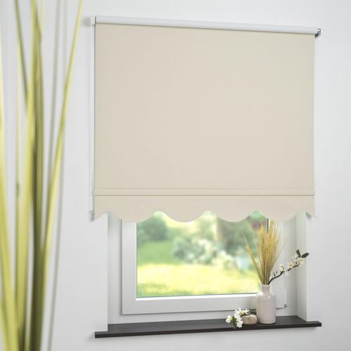 4016318392825 - Seitenzugrollo Kettenzugrollo Volantrollo Rollo Klassik Verdunklung 142 x 180 cm beige für Fenster