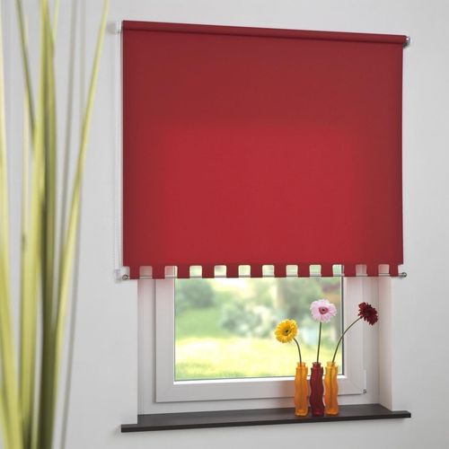 4016318390715 - Seitenzugrollo Kettenzugrollo Volantrollo Rollo Eckig lichtdurchlässig 122 x 180 cm rot für Fenster