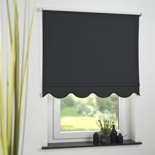 4016318393624 - Seitenzugrollo Kettenzugrollo Volantrollo Rollo Klassik Verdunklung 182 x 180 cm schwarz für Fenster