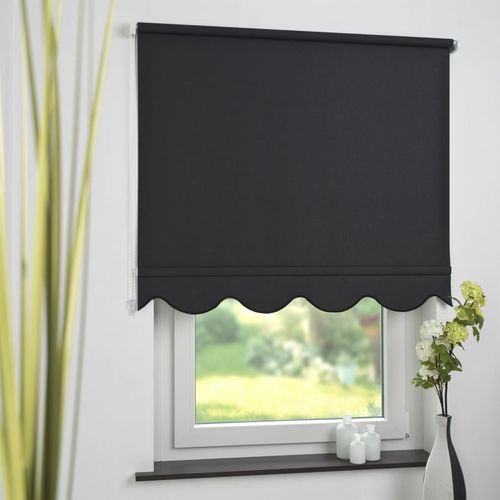 4016318393334 - Seitenzugrollo Kettenzugrollo Volantrollo Rollo Klassik lichtdurchlässig 82 x 180 cm schwarz für Fen