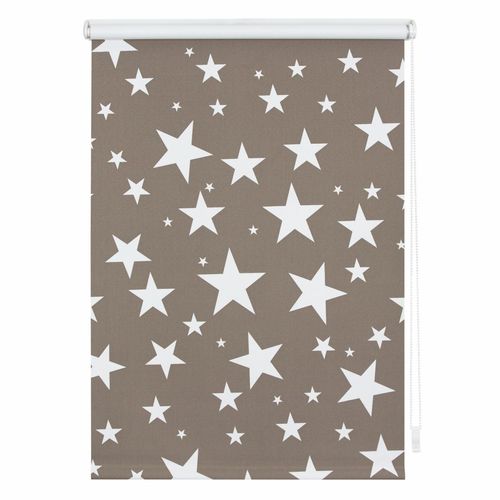 4250434109411 - Lichtblick Rollo Klemmfix ohne Bohren Verdunkelung Sterne - Grau-Weiß 60 cm x 180 cm (B x L)