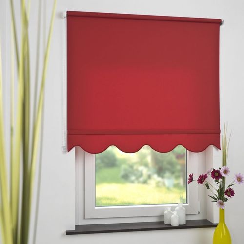 4016318390357 - Seitenzugrollo Kettenzugrollo Volantrollo Rollo Klassik lichtdurchlässig 142 x 180 cm rot für Fenste