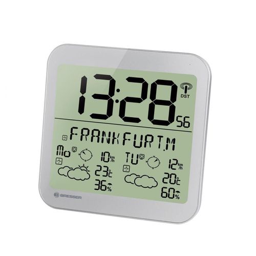 4007922041469 - BRESSER MyTime Meteotime LCD Wetter-Wanduhr Farbe silver