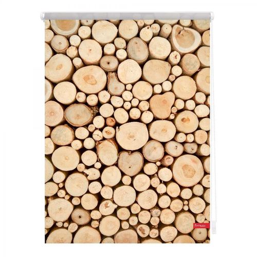 4250434114675 - Lichtblick Rollo Klemmfix ohne Bohren blickdicht Holzstapel - Braun 60 x 150 cm (B x L)