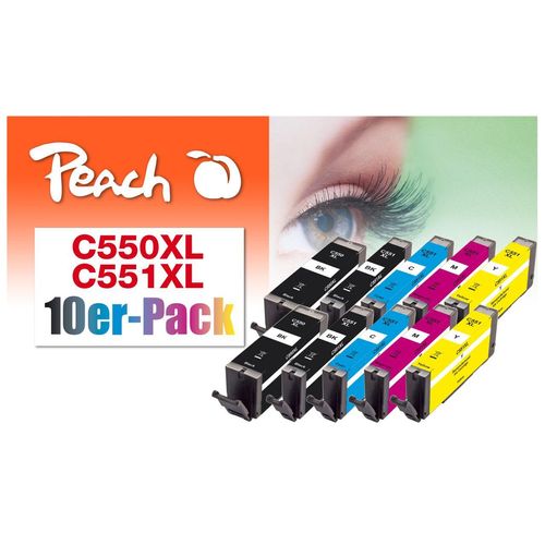 7640182386955 - C550 XL 10 Druckerpatronen XL (2*bk bkph c m y) ersetzt Canon PGI-550XL CLI-551XL für zB Canon Pixma IP 7250 Canon Pixma IP 8750 (wiederaufbereitet)