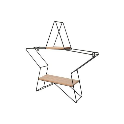 4057984006111 - Expo Börse Gmbh - Metallregal Stern schwarz mit 2 Holzablagen 50 cm Standregal Wandregal Regal 4057984006111 - Expo Börse Gmbh - Metallregal Stern schwarz mit 2 Holzablagen 50 cm Standregal Wandregal Regal