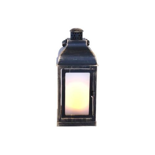 4057984007835 - X-mas Art Collection - Weihnachtslaterne mit Lichteffekt Metalloptik 10 x 10 x 25cm - Schwarz