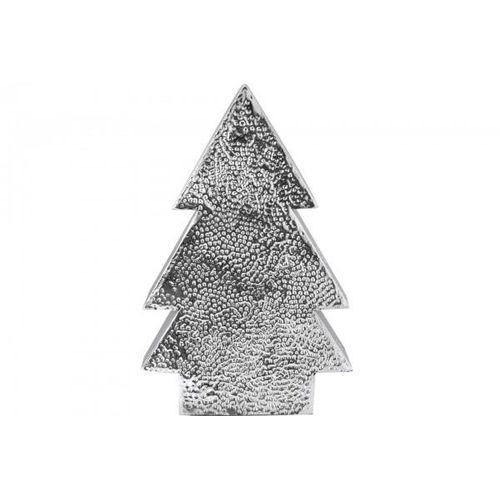 4057984004124 - Posten Börse - Metall Weihnachtstanne Chromoptik silber gehämmert 38 x 8 cm Deko - silber
