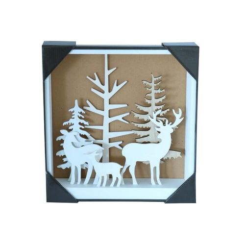 4057984004209 - X-mas Art Collection - Deko led Holzbild Hirschfamilie im Wald mit 3D Ansicht weiß - Weiß- braun 4057984004209 - X-mas Art Collection - Deko led Holzbild Hirschfamilie im Wald mit 3D Ansicht weiß - Weiß- braun