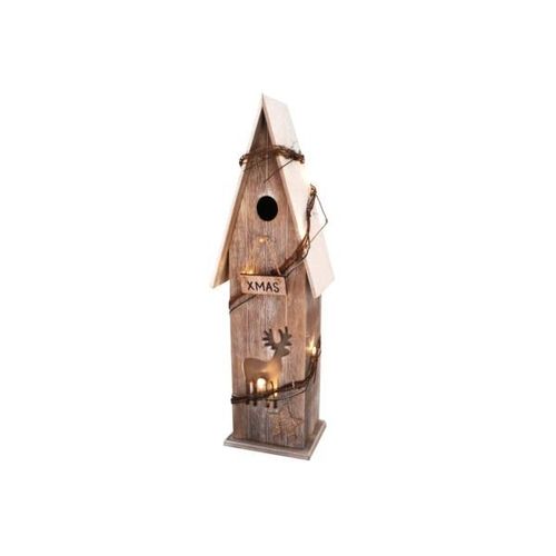 4057984001116 - Deko Holzhaus Xmas mit LED Beleuchtung 52 cm Weihnachten - Braun weiß gekalkt 4057984001116 - Deko Holzhaus Xmas mit LED Beleuchtung 52 cm Weihnachten - Braun weiß gekalkt