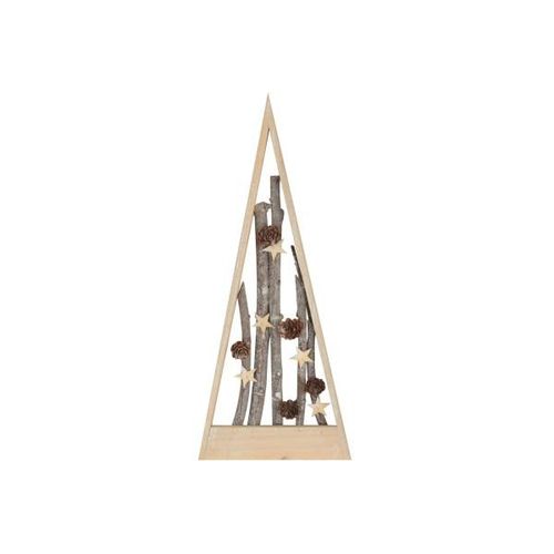 4057984006081 - X-mas Art Collection - Deko Holzbaum 50 cm mit Astverzierungen Zapfen und Sternen - Braun weiß 4057984006081 - X-mas Art Collection - Deko Holzbaum 50 cm mit Astverzierungen Zapfen und Sternen - Braun weiß