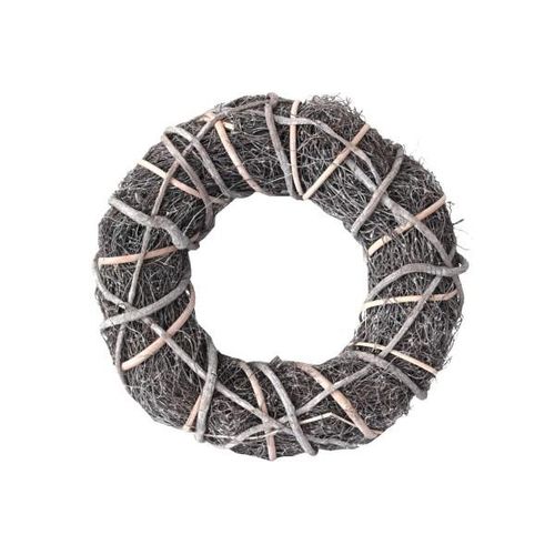 4057984006821 - Mm_unverified_brand - Natur- Holzkranz ummantelt 48 cm weiß gekalkt Dekokranz - Braun weiss