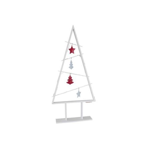 4057984006234 - X-Mas Holzbaum 78 cm mit 15 LEDs & Baumschmuck - Weiss Rot LED warmweiss 4057984006234 - X-Mas Holzbaum 78 cm mit 15 LEDs & Baumschmuck - Weiss Rot LED warmweiss
