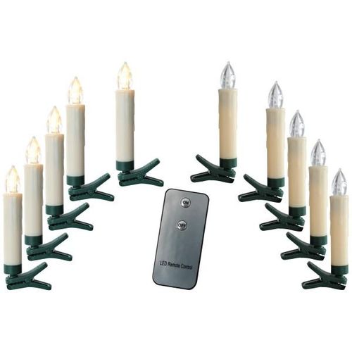 4057984006791 - Mm_unverified_brand - 10 kabellose led Kerzen inkl Batterien und Fernbedienung - Kerze CremeClip Grün